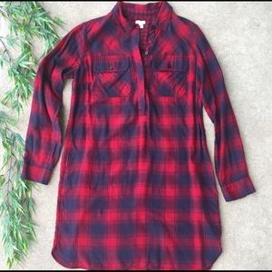 J. Crew Plaid Popover Shirt Dress